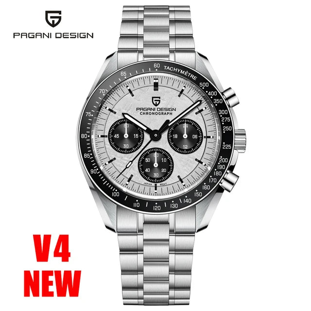 PAGANI DESIGN V4 Men Quartz Automatic Date Speed Chronograph Sapphire Mirror Sport Waterproof Watch- Nylon Steel Strip VK63 Clock