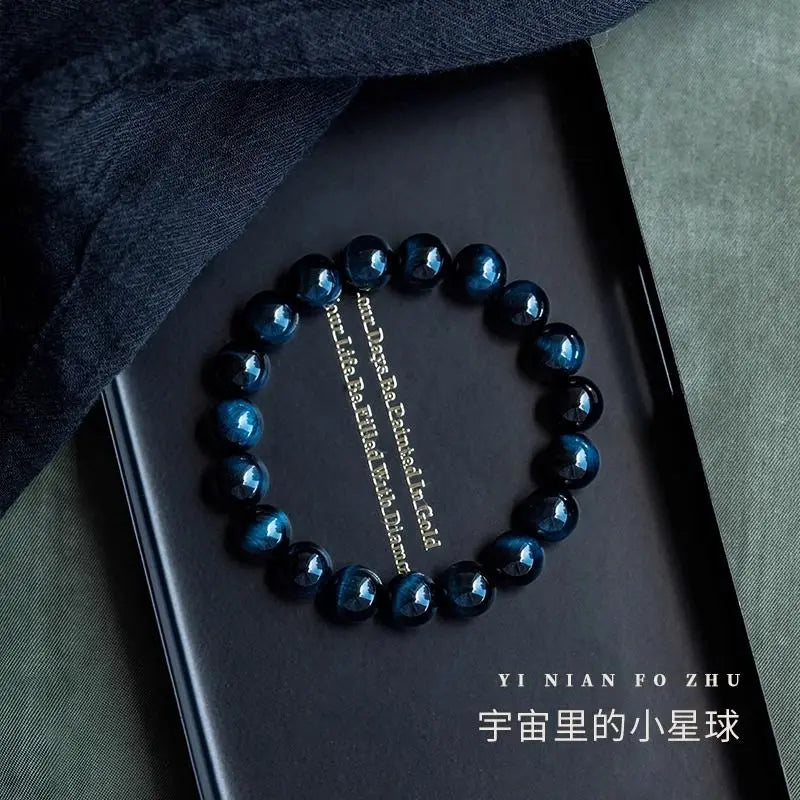 Original 7a Grade Natural Tiger Eye Planet Bracelet- South Africa Blue Tiger Eye Vintage Style Unisex Bracelet.