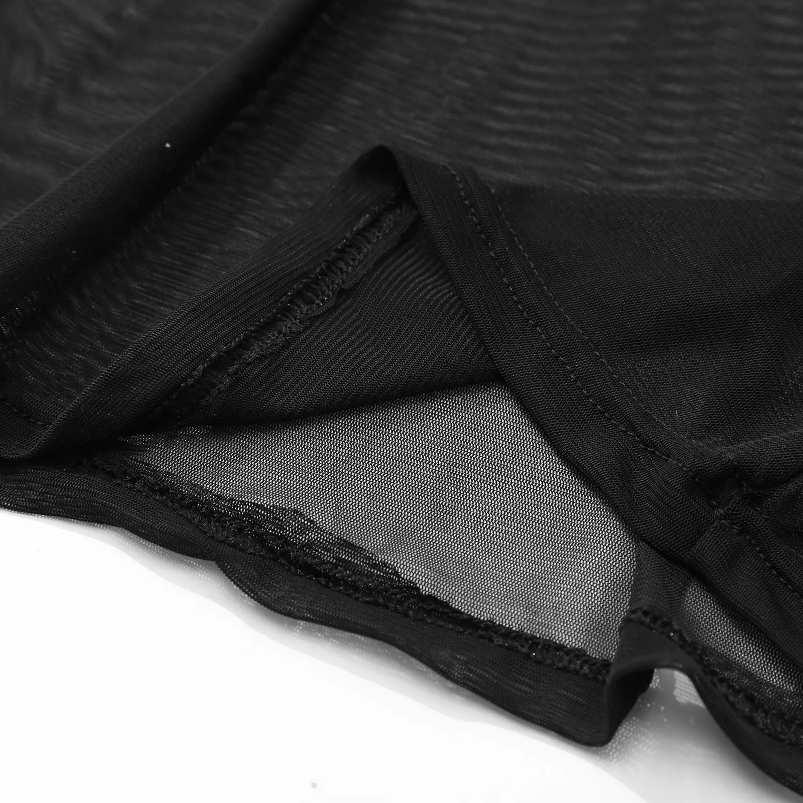 Men`s Thin Design Summer- Round Neck See Through Mesh Long Sleeve - DeRae's Shop For Goods