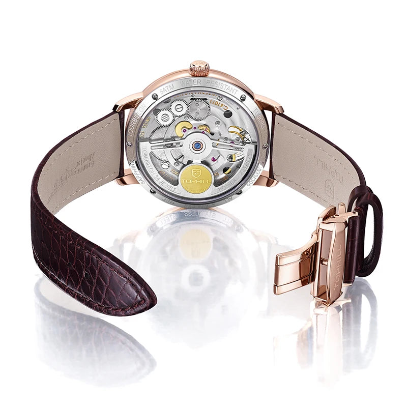 TOPHILL Tourbillon Watch for Men- Automatic Movement Men`s Luxury Waterproof Sapphire Glass Lens Watch