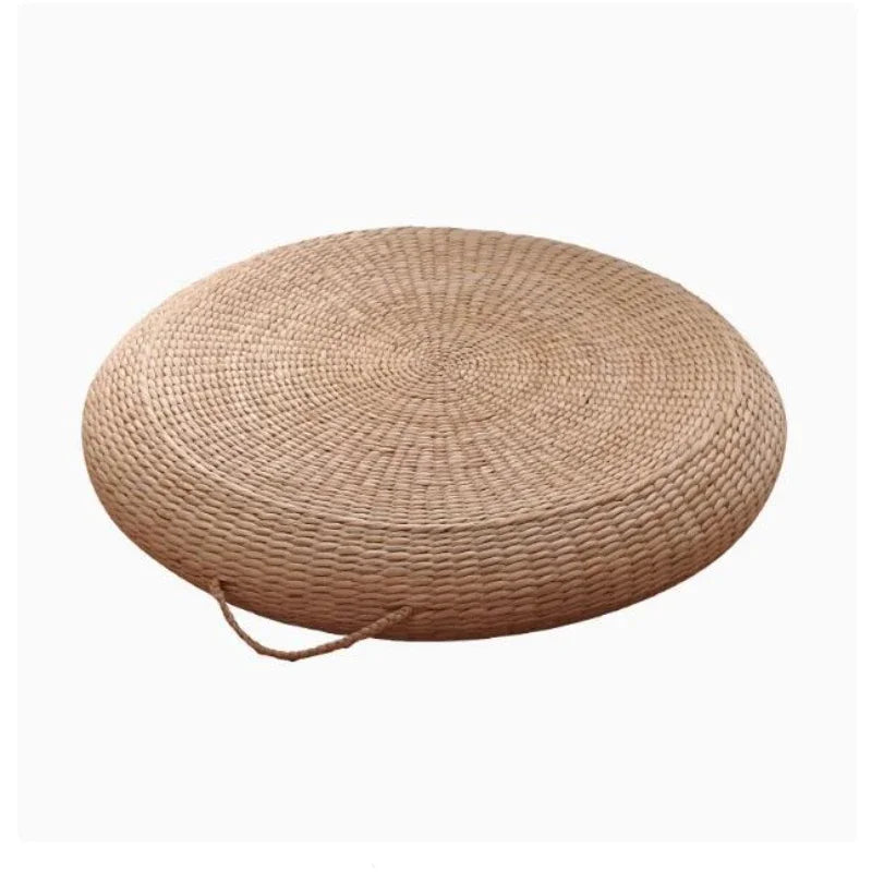 Japanese Style Futon Straw Cushion on the ground Thickened Round Tatami Cushions- Home Portable Sitting Cushion Meditation Mat
