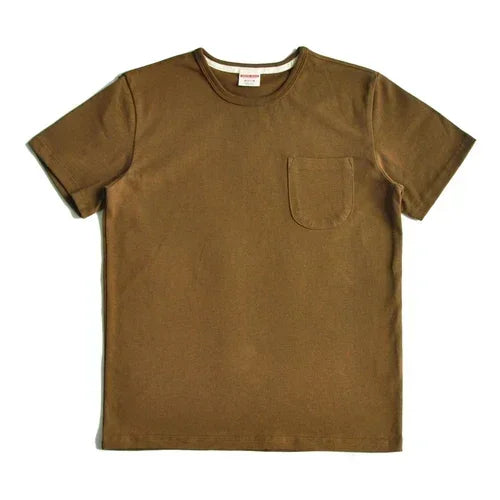 Saucezhan Tops & Tees Men's T-shirt -Thick Shirts for Men Solid Color Double-Woven fabric Short Sleeve Anti-deformation 340g