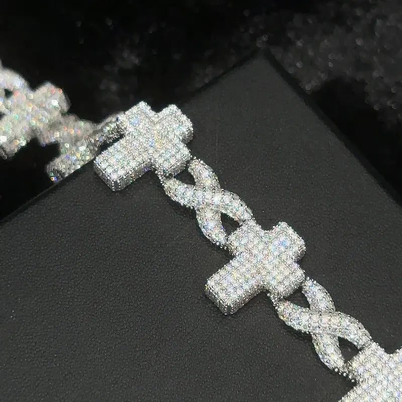 TUHE High Quality Classic Unisex Cross Bracelet Moissanite- 925 Silver Bracelet Hip Hop Jewelry