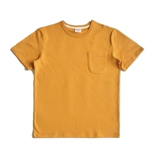 Saucezhan Tops & Tees Men's T-shirt -Thick Shirts for Men Solid Color Double-Woven fabric Short Sleeve Anti-deformation 340g