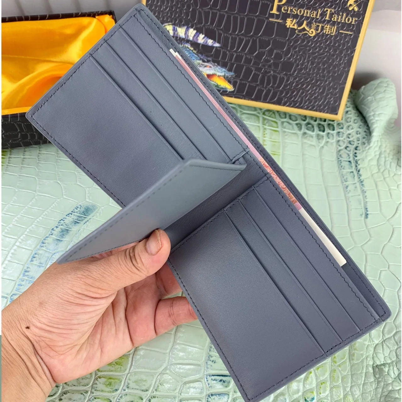 2025 Himalaya White Crocodile Leather High-End Men's Wallet -Genuine Leather Anti-theft Brush Pocket Short Wallet 45