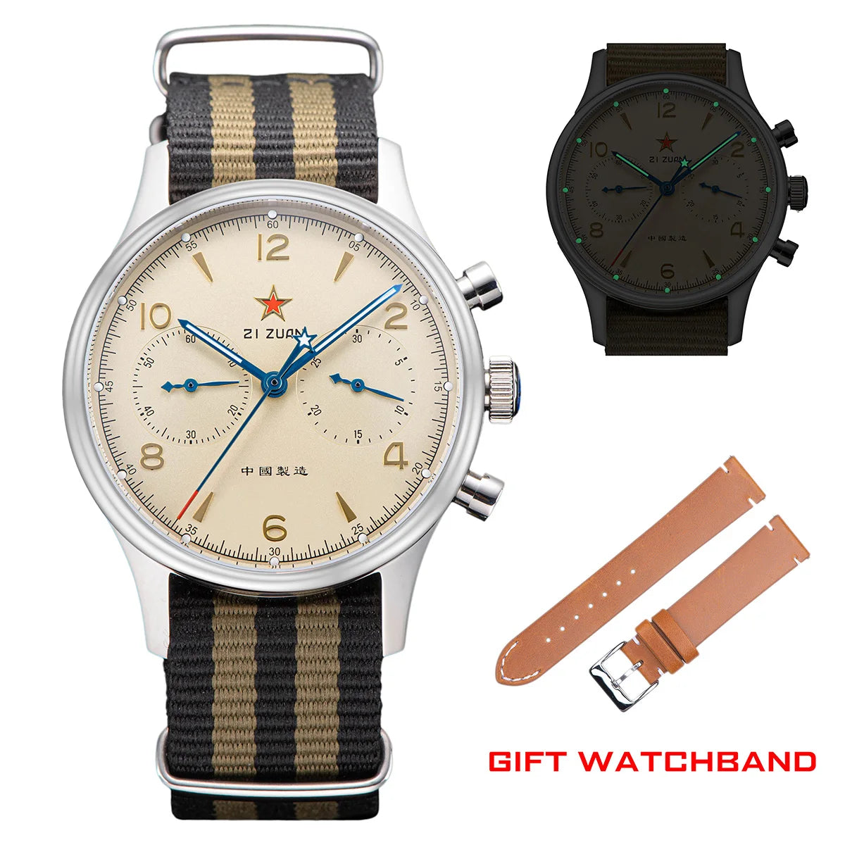 Das-Tianlei 38mm 1963 Men`s Watch Polit Chronograph Wristwatch ST1901 Mechanical Original Air Force 40mm Acrylic Reloj Hombre Tianjin Movement