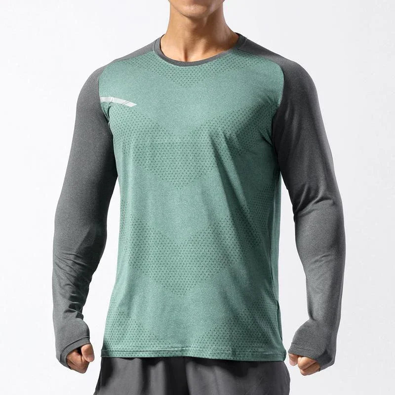 Shedoa Men's Sport Long Sleeve Tops- Quick Dry Fitness T-shirts for Bodybuilding, Gym, and Casual Skinny Elastic Breathability Sportswear