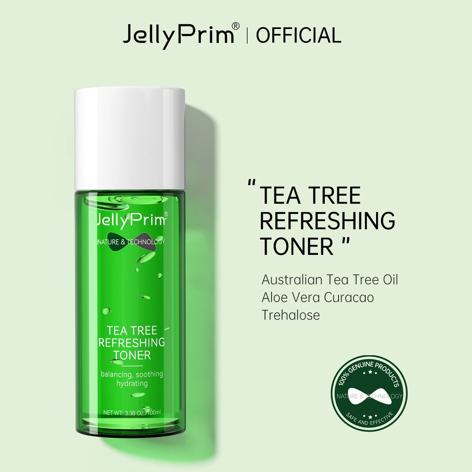 JellyPrim Tea Tree Face Emulsions Toner Skin Care Product Facial Moisturizing Water 100ml