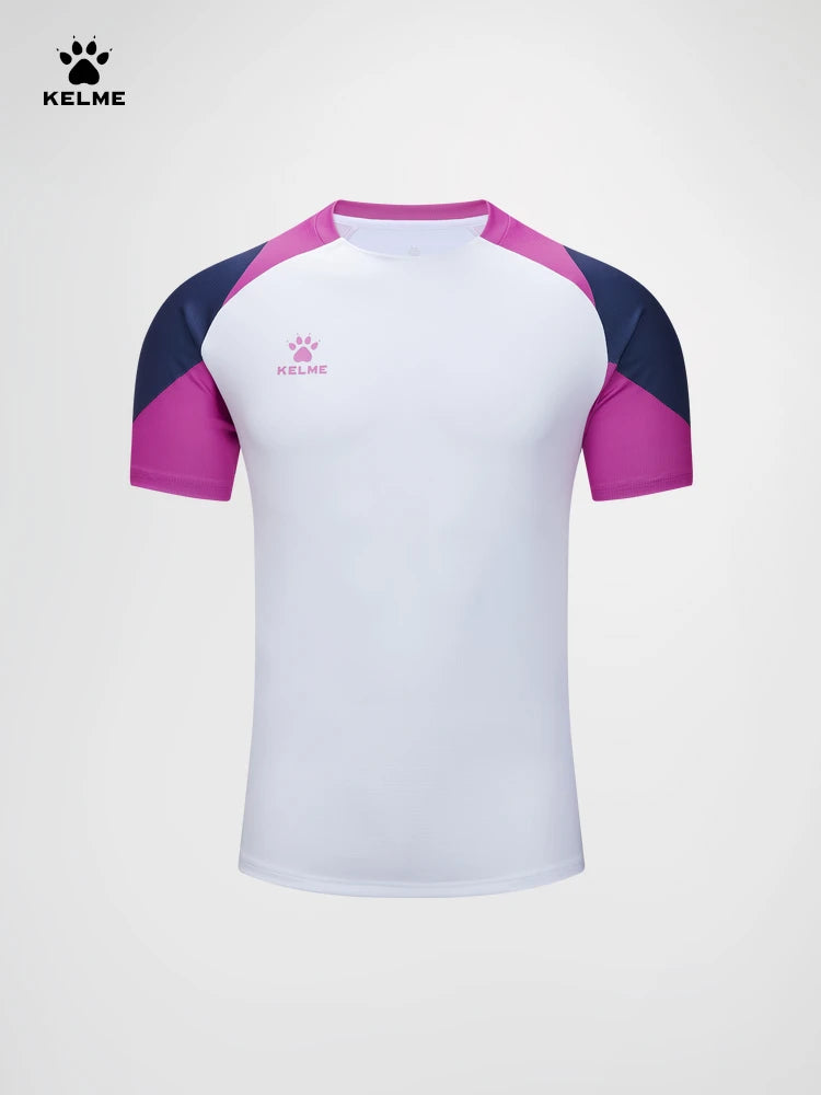 Kelme Men's Soccer Short Sleeve Gym Running Moisture Wicking Round Neck T-shirt for Training Exercise Gym Sports