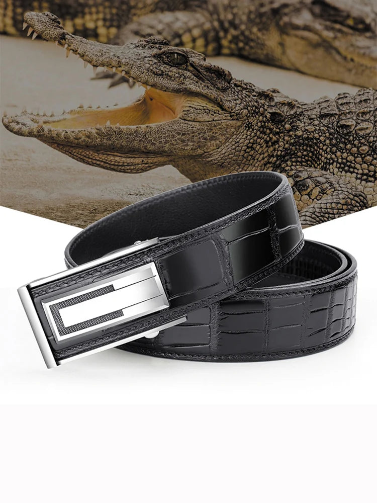 Real Crocodile Genuine Leather Men`s Black Designer Belt for Men lengthening length Male Strap customized Luxurious Trouser
