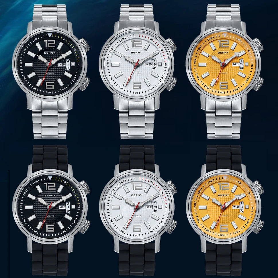 Miyota 8205 20ATM Men`s Sport Luminous Sapphire Diver Automatic Mechanical Waterproof Self Winding Watch