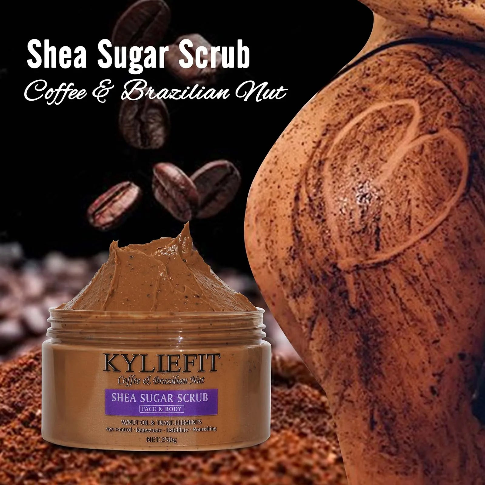 Kyliefit Natural Body Scrub - Moisturizing and Exfoliating Body, Face, Hand, Foot Scrub - Lightening, Fine Lines & Wrinkles, with Skin Glowing-Unisex
