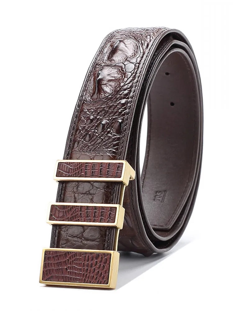 BEKEDEKE High Quality Men`s Crocodile Genuine Leather Belt for Business, Office Work, or Formal- Waistband Classic Real Leather Girdle