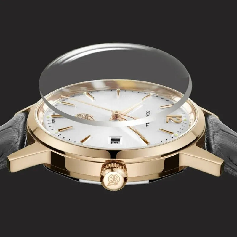 Seagull Men's Watch Classic Retro 51 Re-Edition Gold Dial Automatic Mechanical Wristwatch- Relogio Masculino D51SG