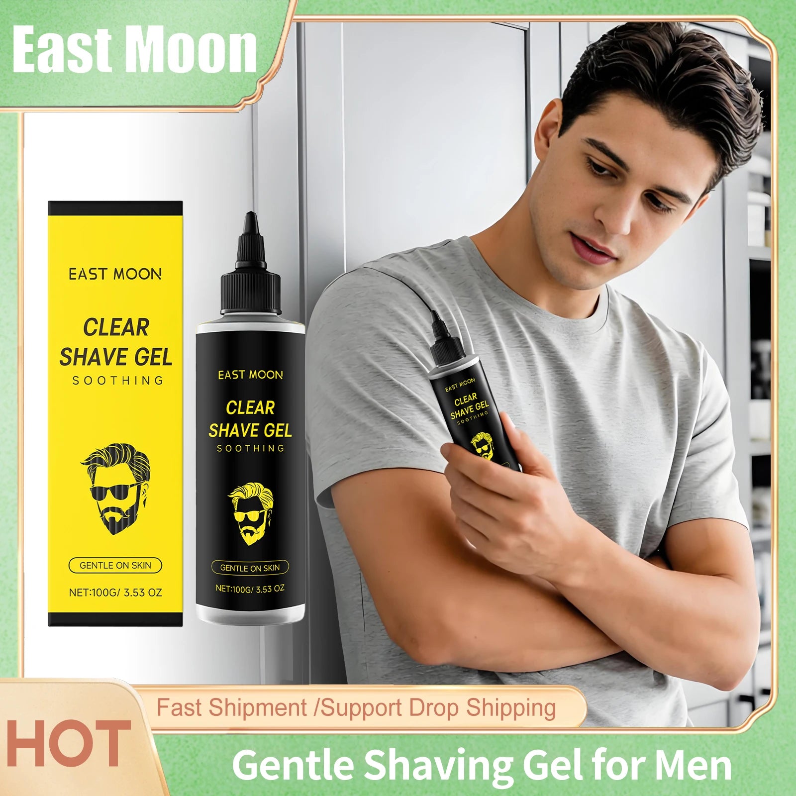 East Moon Man Shaving Care Gel- Relieving Red Sooth Pain Moisturize Damage Growth Inhibition Painless Shave Body Hair Remove Gels