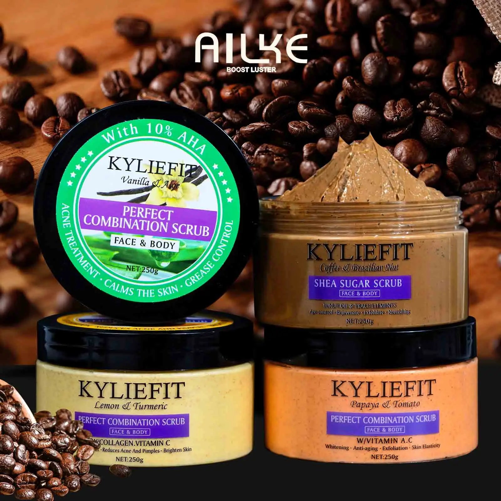 Kyliefit Perfect Combination Face & Body Scrub, Lightening, Moisturizing, Improves Dull Skin, Exfoliate, Clean Skin, Even Skin Tone