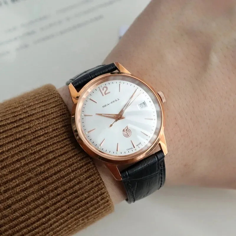 Seagull Men's Watch Classic Retro 51 Re-Edition Gold Dial Automatic Mechanical Wristwatch- Relogio Masculino D51SG