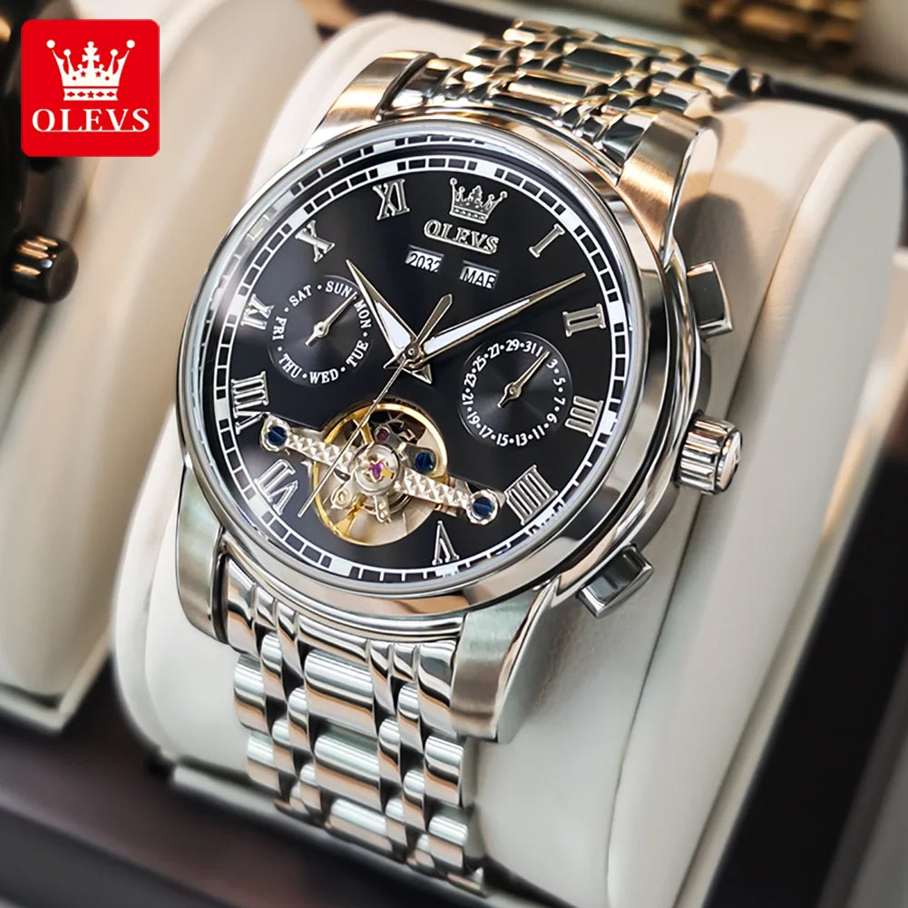 OLEVS Automatic Mechanical Men Watches - Stainless Steel and Waterproof. - DeRae's Shop For Goods