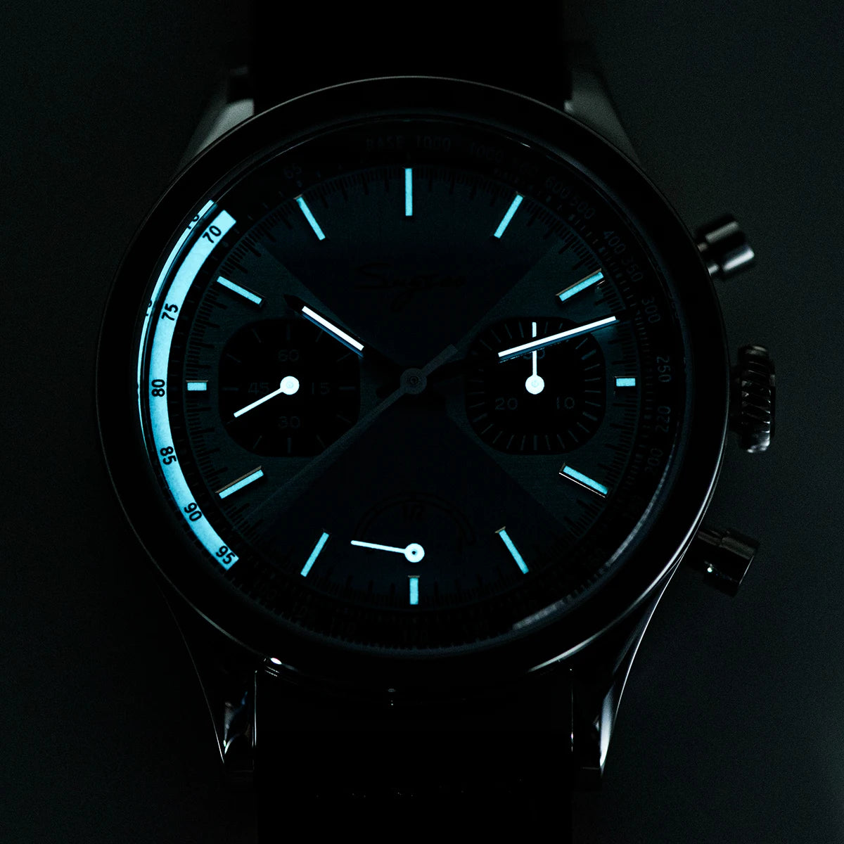 Sugess Pilot Watch Men ST1906 Movement Hand wind Chronograph Wristwatches -Sapphire Waterproof Hand Wind Power Reserve Luminous V2