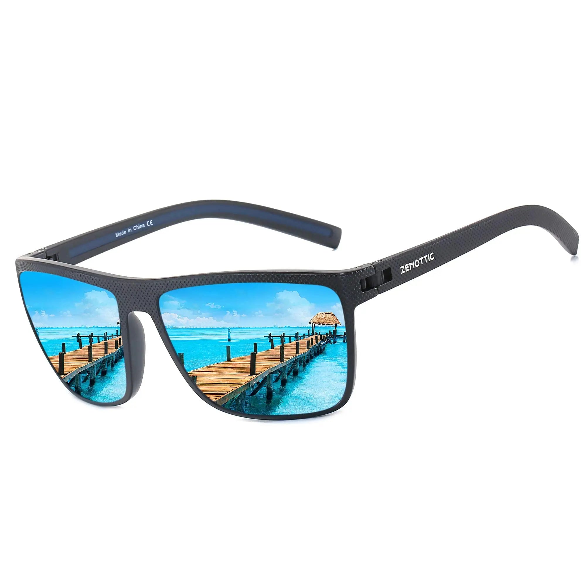 ZENOTTIC Polarized Sunglasses for Men- Shades Lightweight TR90 Frame UV400 Protection Square Outdoor Trave Driving Eyewear.