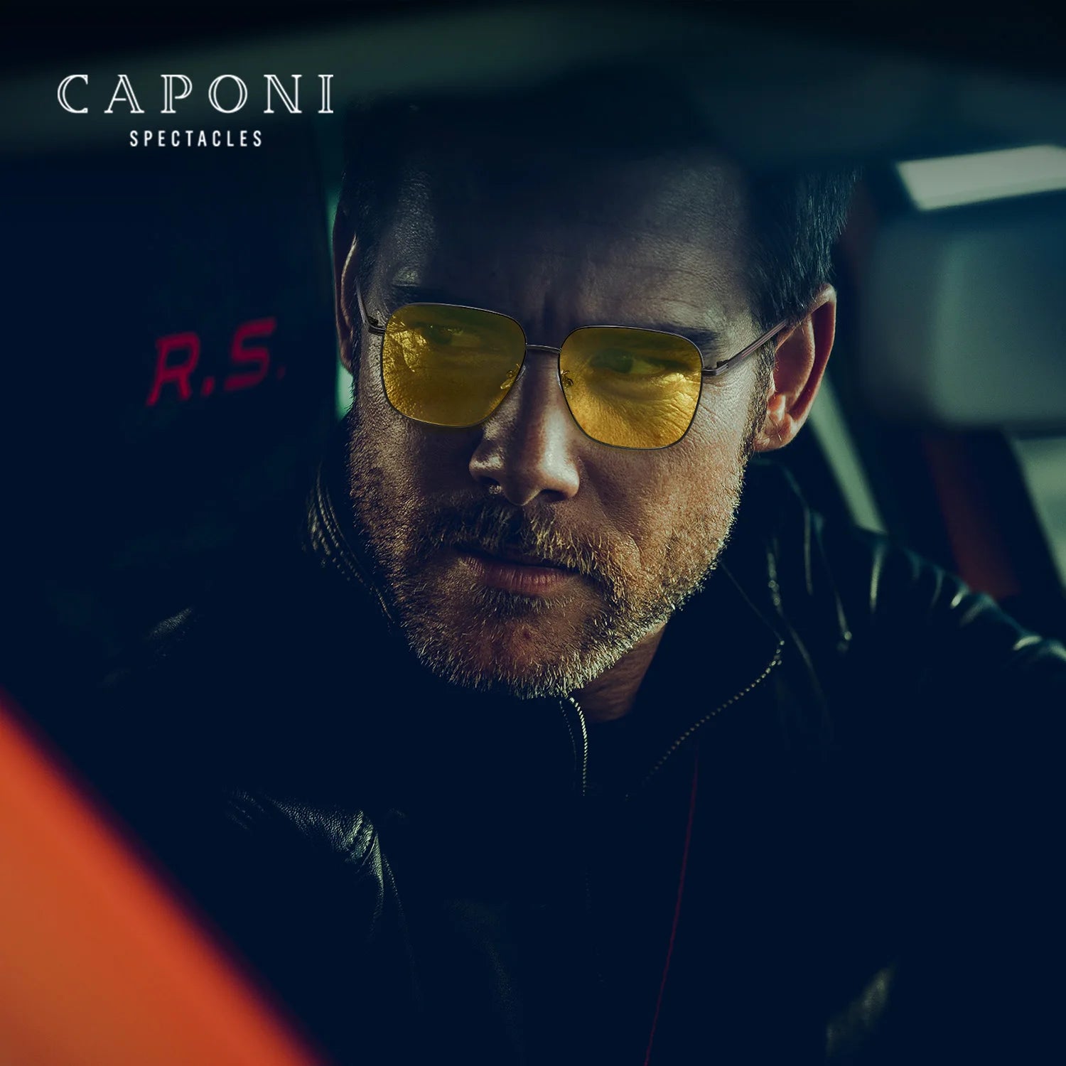 CAPONI Day Night Vision Sunglasses For Men- Photochromic Brown Driving Yellow Sun Glasses Original Design UV400 Eyewear BSYS23031