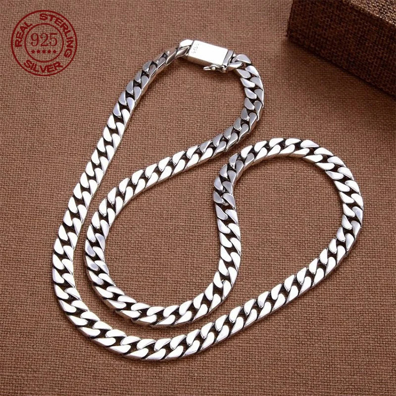 Solid S925 Sterling Silver Bracelet 7MM 8MM 10MM Punk Argent- 925 Silver Jewelry Never Fade Men Jewelry Gifts Past Test