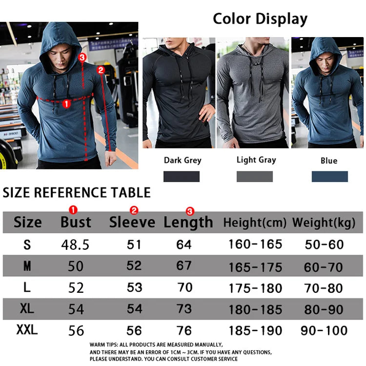 Favocent Mens Fitness Tracksuit Running Sport Hoodie Gym Joggers- Hooded Workout Athletic Clothing Muscle Training Sweatshirt