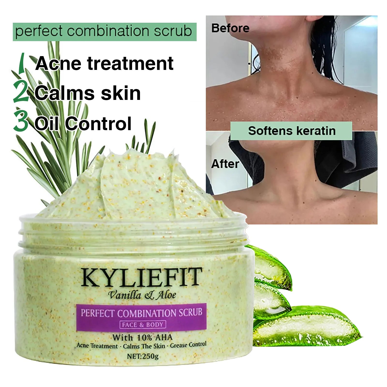 Kyliefit Perfect Combination Face & Body Scrub, Lightening, Moisturizing, Improves Dull Skin, Exfoliate, Clean Skin, Even Skin Tone