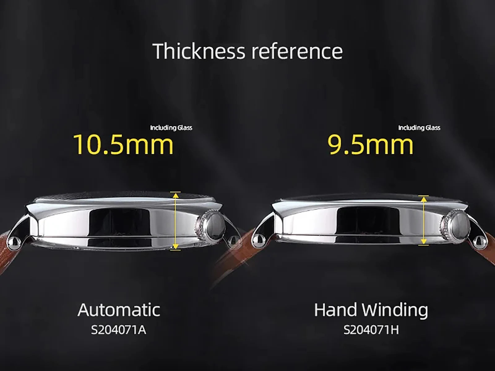 Baltany 1921 Classic ST1701 Men's Automatic Mechanical Watch- Luxury Sapphire Stainless Steel Leather Waterproof 5Bar Retro Glow