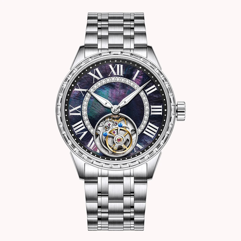 Raymondoya Original Tourbillon Watch- Fashion Men's Business Formal Luxury Skeleton Manual Mechanical Watch.