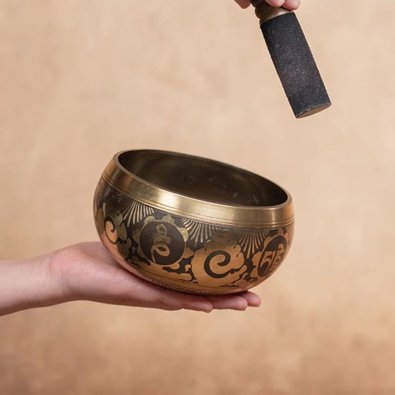 Copper Singing Bowl- Meditation Mindfulness Buddhism Singing Bowl & Spiritual Relaxation Sound Healing Percussion Instrument