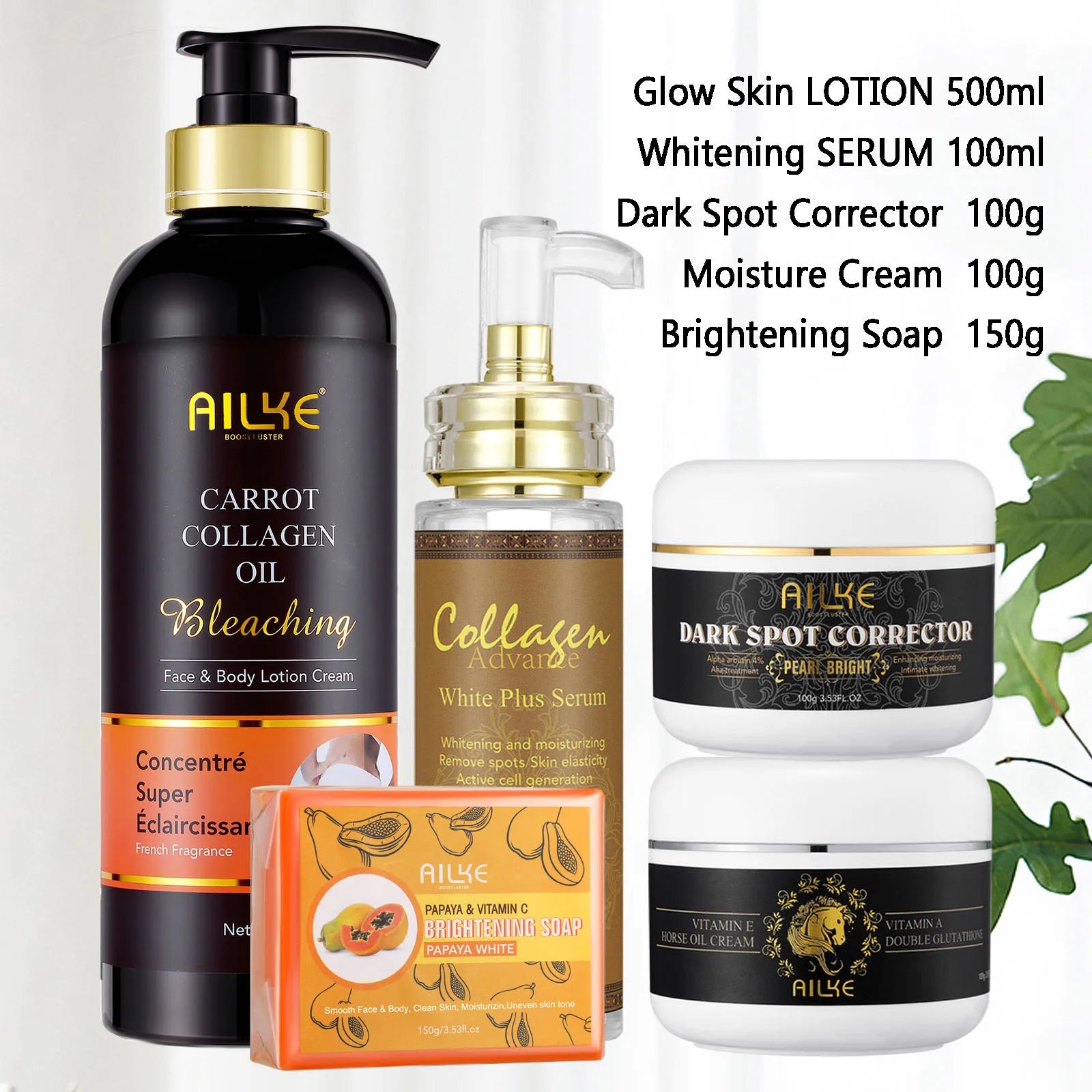 AILKE Collagen Skin Care Range, Clean Stains, Moisturizing, Whitening, Removing Freckle & Spots, Even Skin Tone-Unisex