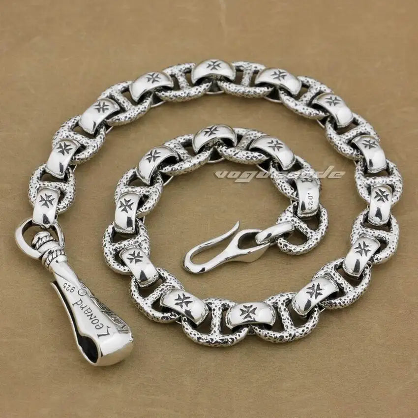 Linsion Huge Heavy 925 Sterling Silver Fashion Wallet Chain Biker Key Chain Punk DIY Accessory 8W006WC