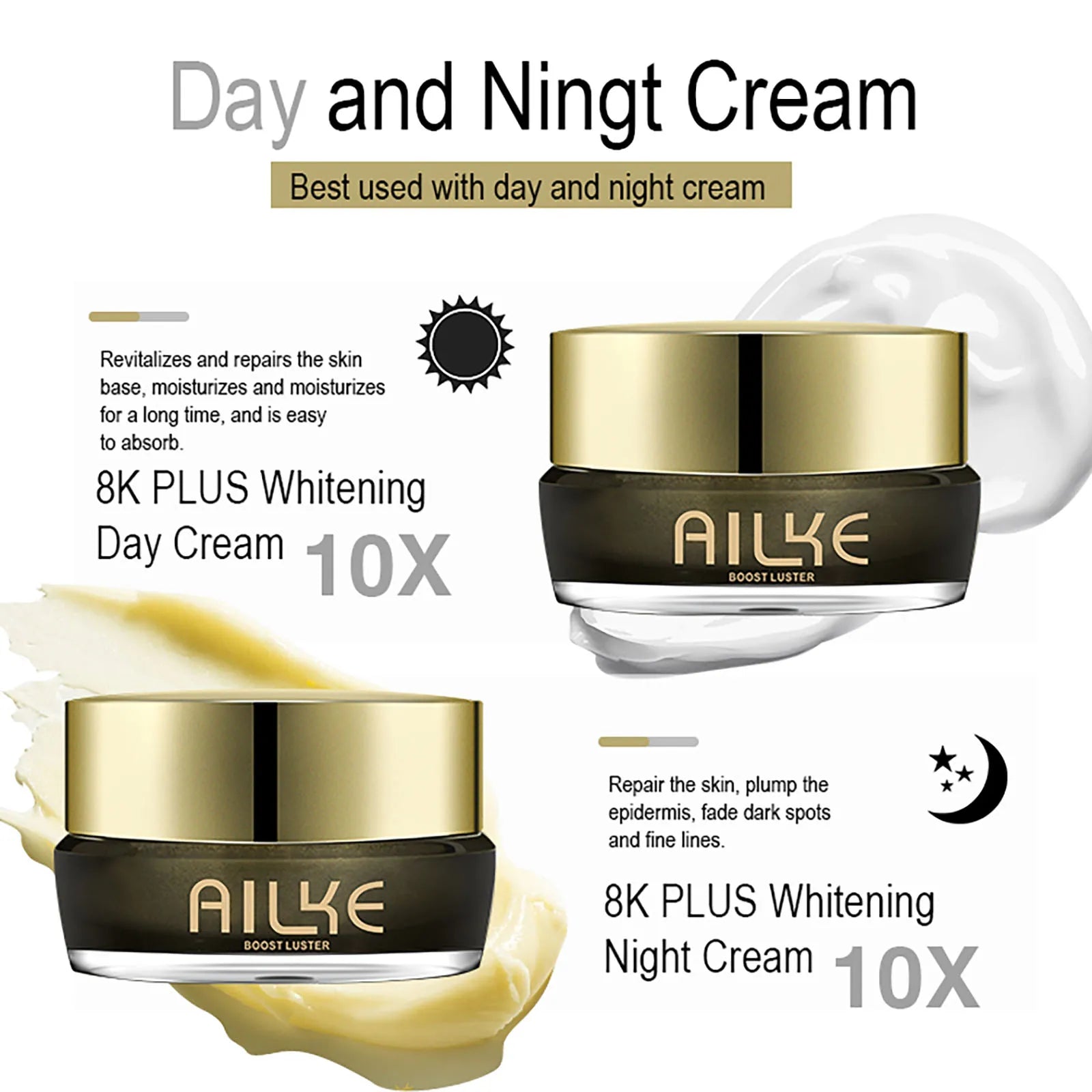AILKE Whitening Face Cream Antioxidant- Anti-Aging with Collagen, Niacinamide and Glutathione. Reduces Dark Spots & Inhibits Melanin - DeRae's Shop For Goods