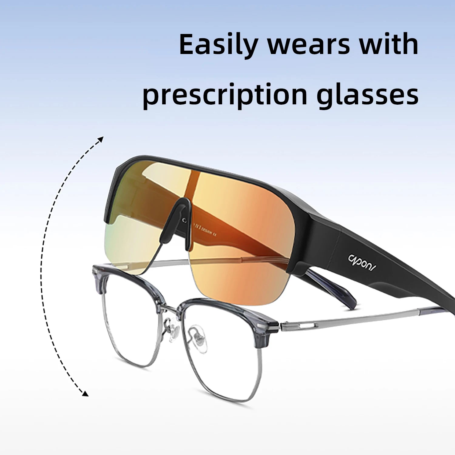 CAPONI Sports Men`s Fit Over Sunglasses- High Quality Outdoor Photochromic Sun Glasses Anti Glare UV400 Protection Shade BS34725