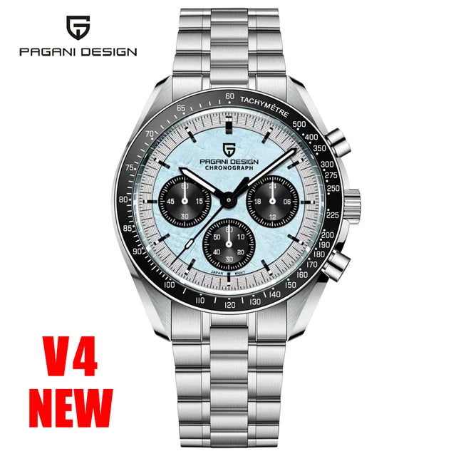 PAGANI DESIGN V4 Men Quartz Automatic Date Speed Chronograph Sapphire Mirror Sport Waterproof Watch- Nylon Steel Strip VK63 Clock