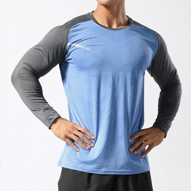 Shedoa Men's Sport Long Sleeve Tops- Quick Dry Fitness T-shirts for Bodybuilding, Gym, and Casual Skinny Elastic Breathability Sportswear