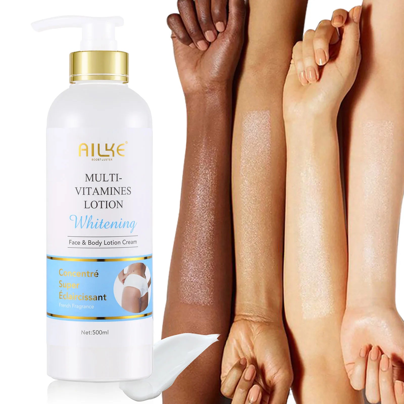 AILKE Multi Vitamin Whitening Body Lotion With Vitamins A,E,B3 & B5 to Increase Skin Radiance, Even Skin Tone, and Moisturize