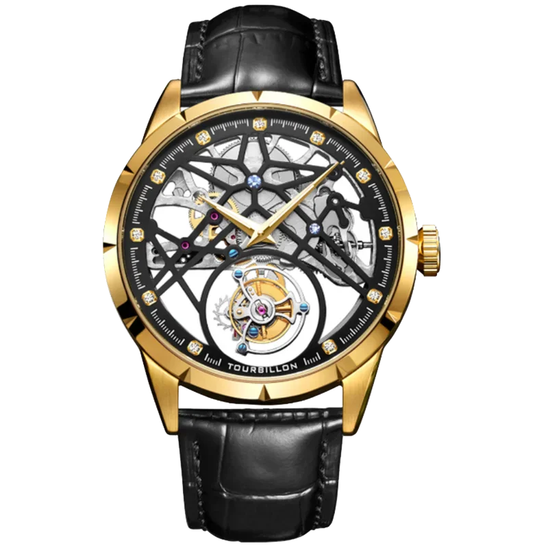 JINLERY Fashion Real Tourbillon Watch Luxury Skeleton Watches for Men- Wristwatch Male Clock- Relogio Masculino