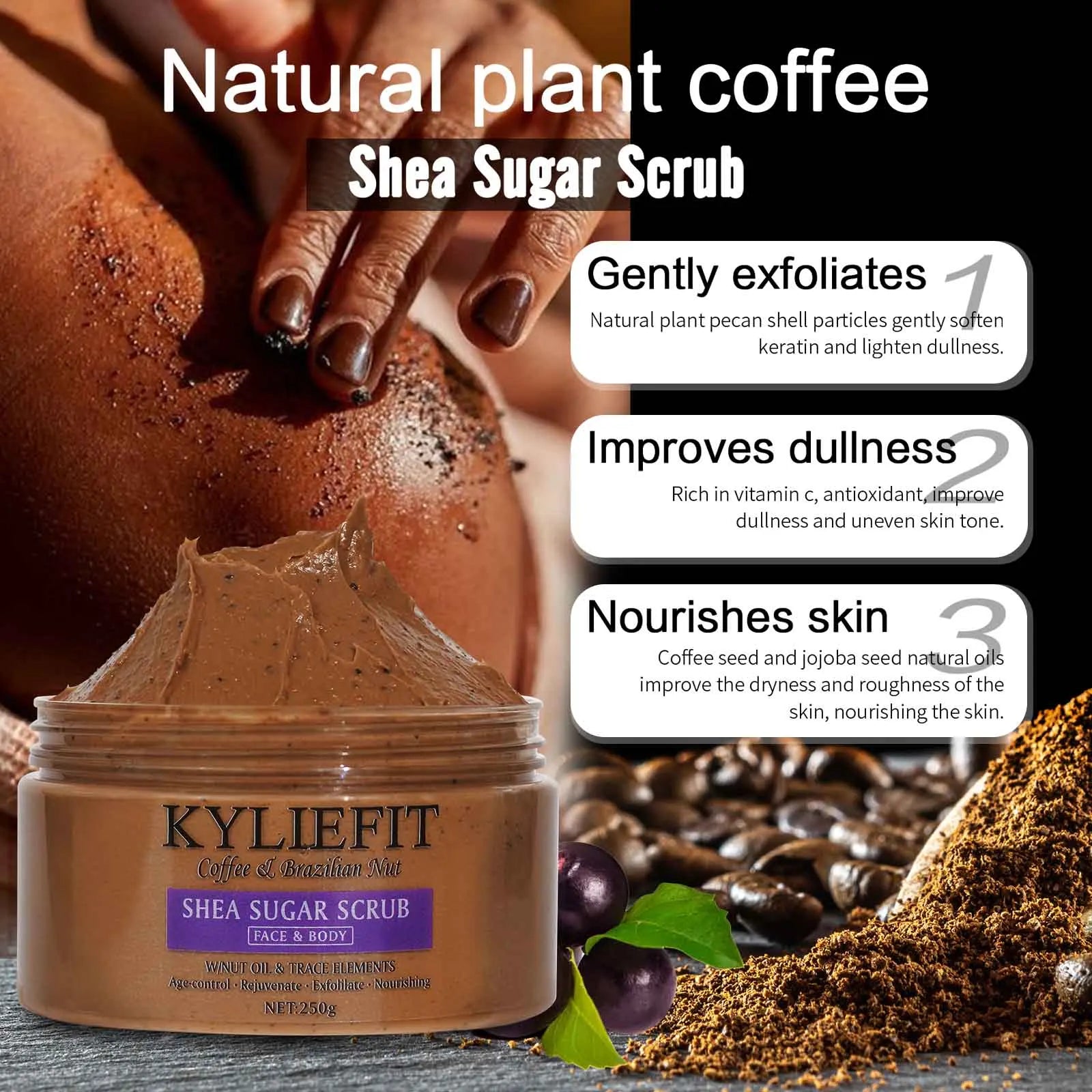 Kyliefit Perfect Combination Face & Body Scrub, Lightening, Moisturizing, Improves Dull Skin, Exfoliate, Clean Skin, Even Skin Tone