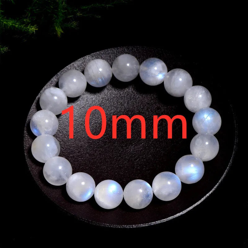 Natural Blue Light Moonstone Bracelet Round Beads- Moonstone Bracelet Unisex, Size 7mm through 14mm AAAAA