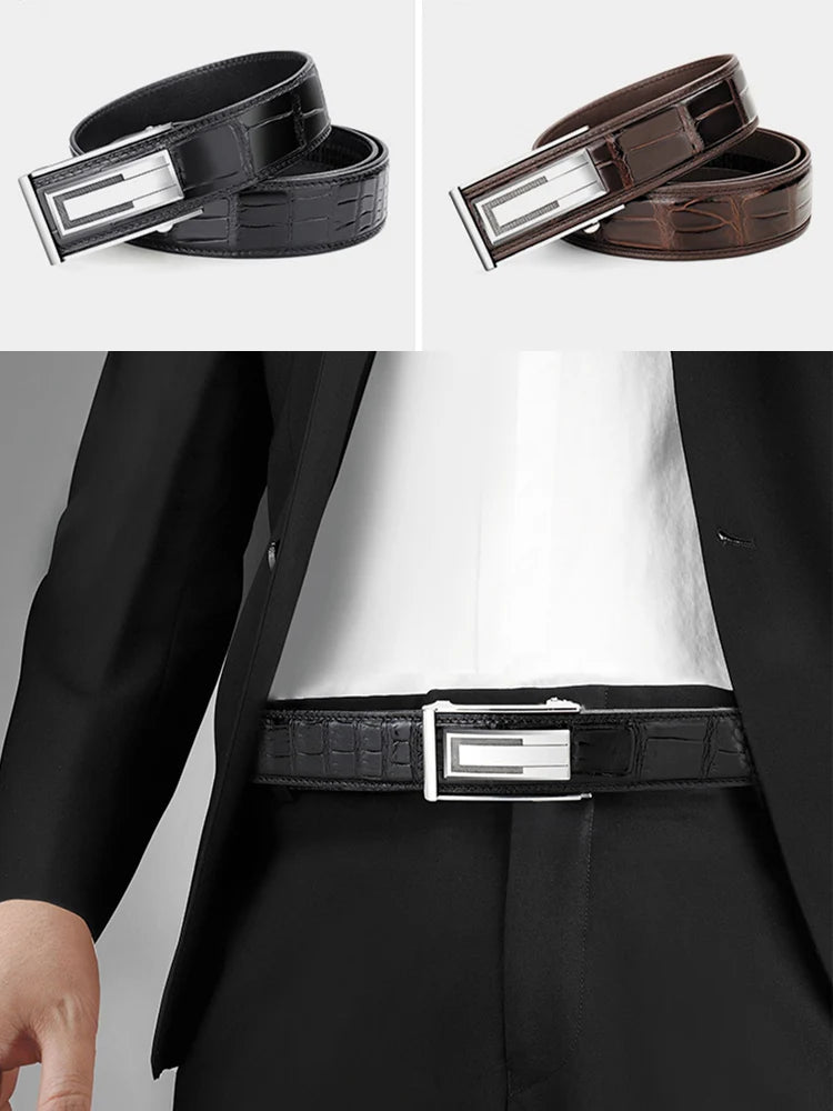 Real Crocodile Genuine Leather Men`s Black Designer Belt for Men lengthening length Male Strap customized Luxurious Trouser