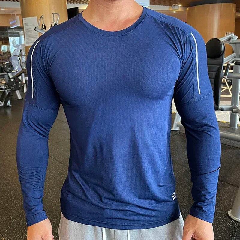 Shedao High Quality Running Shirt Tops Clothing -Men`s Gym Sport Tshirt Quick Dry Compression Sweatshirt Fitness Breathable Sportswear
