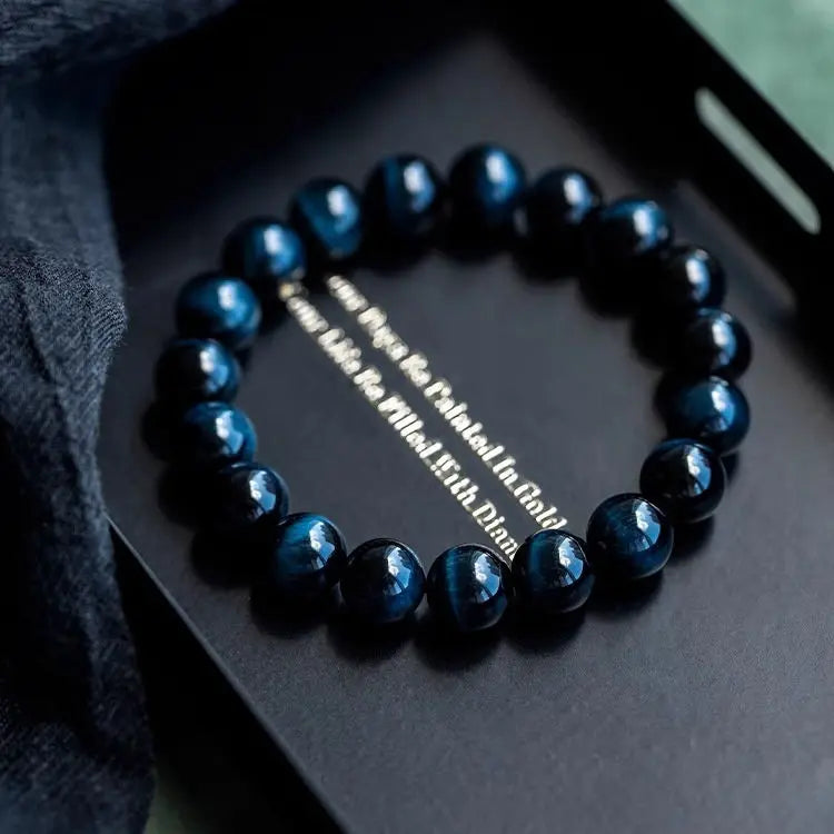 Original 7a Grade Natural Tiger Eye Planet Bracelet- South Africa Blue Tiger Eye Vintage Style Unisex Bracelet.