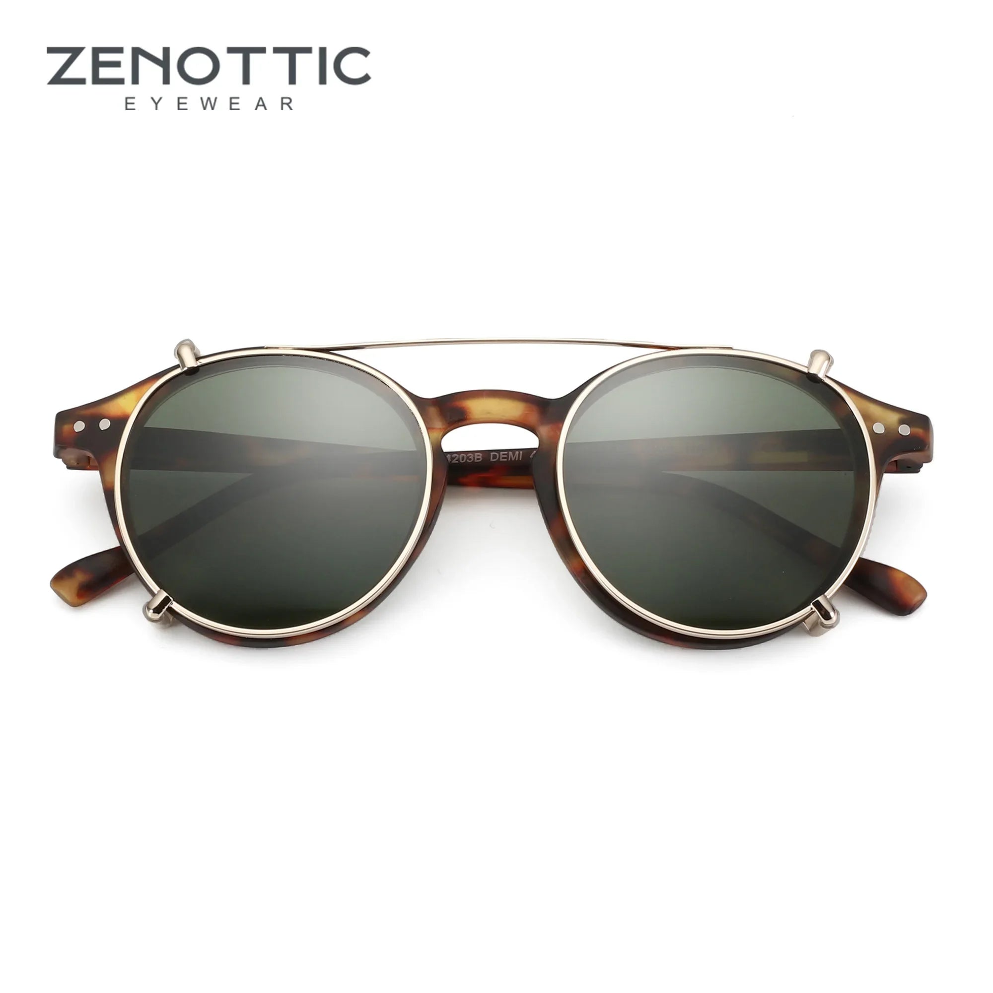 ZENOTTIC-Steampunk Retro Style Clip On Sunglasses for Men with Anti Blue Light Polarizing