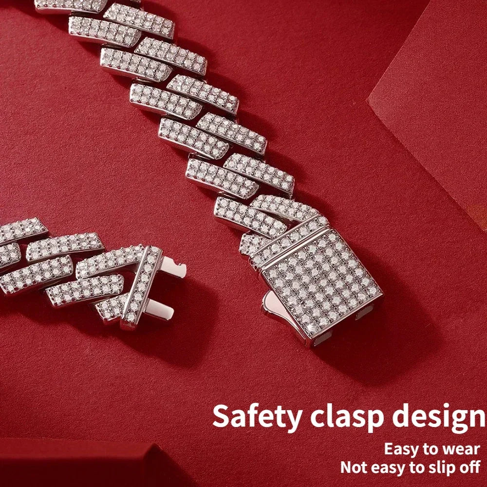 14mm Full Moissanite Cuban Link Necklace Bracelet GRA Certified 100% 925 Sterling Silver Hip Hop Cuban Jewelry for Men