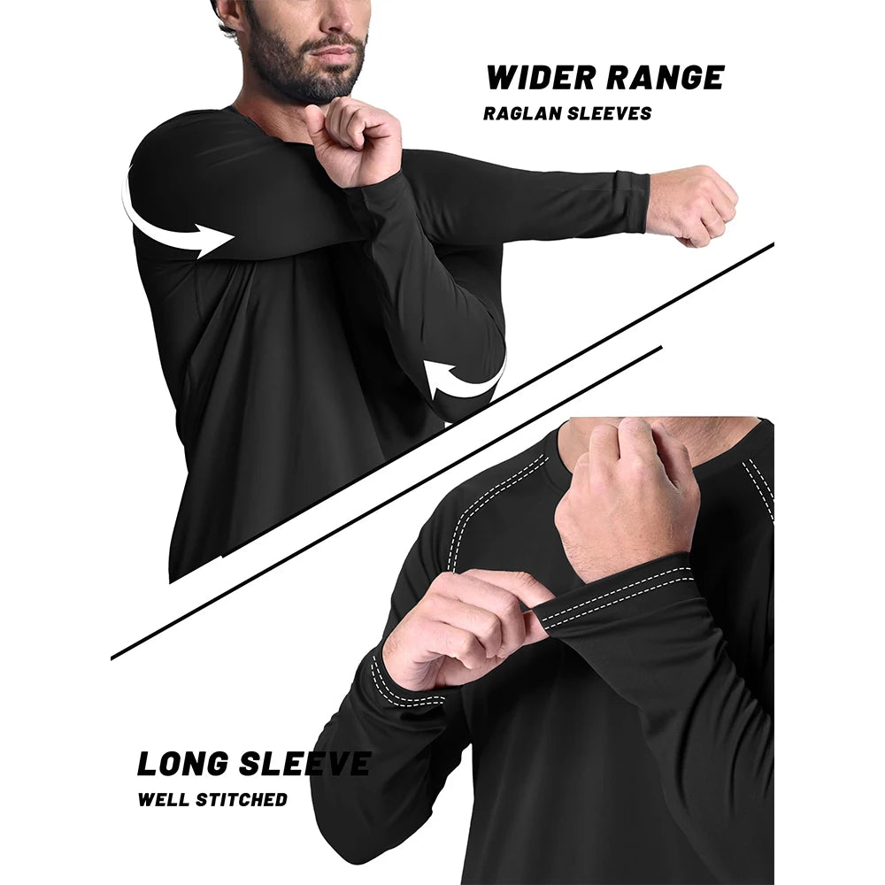 TACVASEN UV Shirt Men's O-Neck Long Sleeve UPF 50+ Sun Protection T-Shirt -Quick Dry Sports Tee Hiking Fishing Outdoors Pullovers