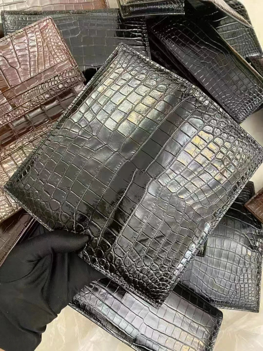 Teemzone Luxury Outside and Inside Crocodile Leather Business Men's Long Wallet -Fashion Genuine Leather Multi Card Slots Bag 45