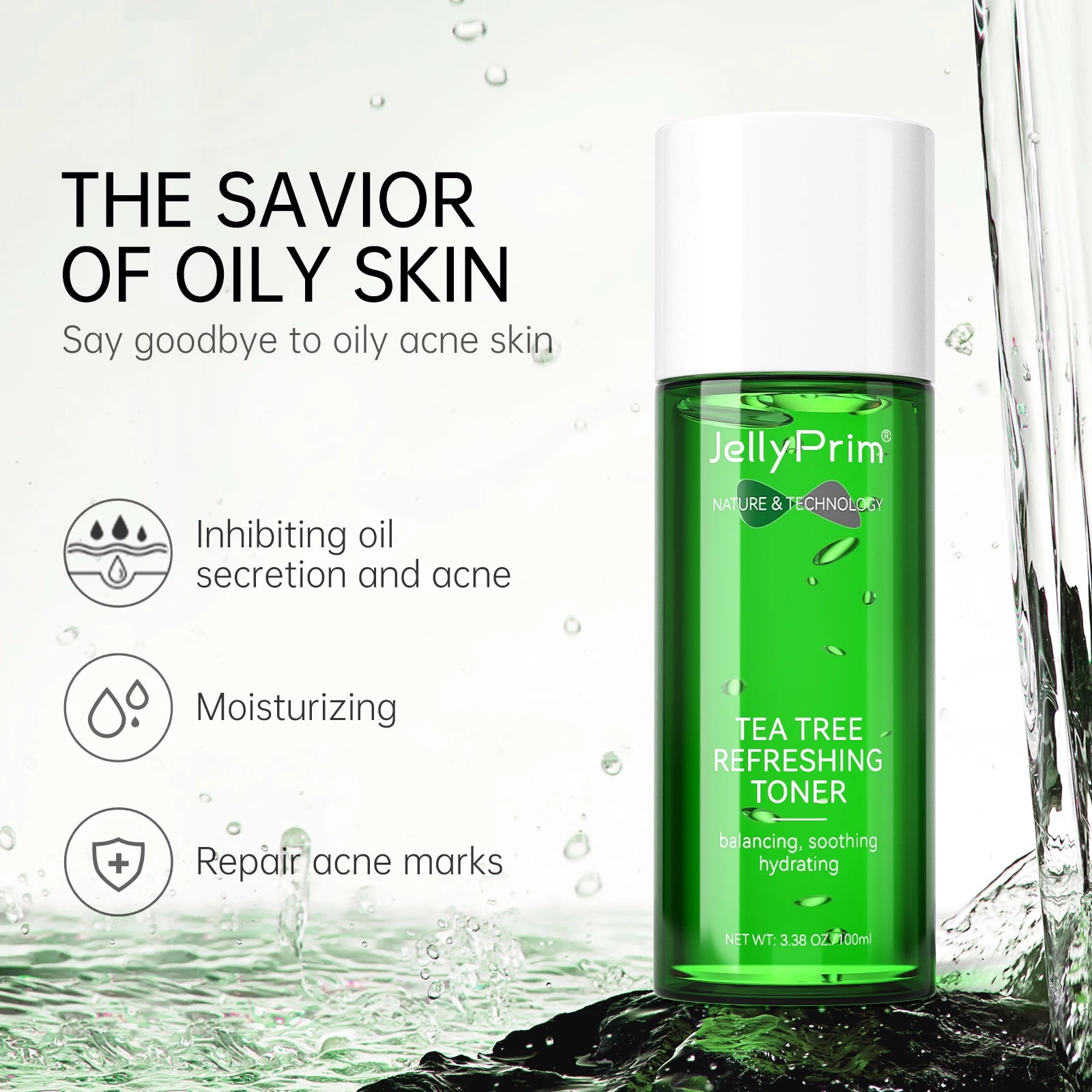 JellyPrim Tea Tree Face Emulsions Toner Skin Care Product Facial Moisturizing Water 100ml