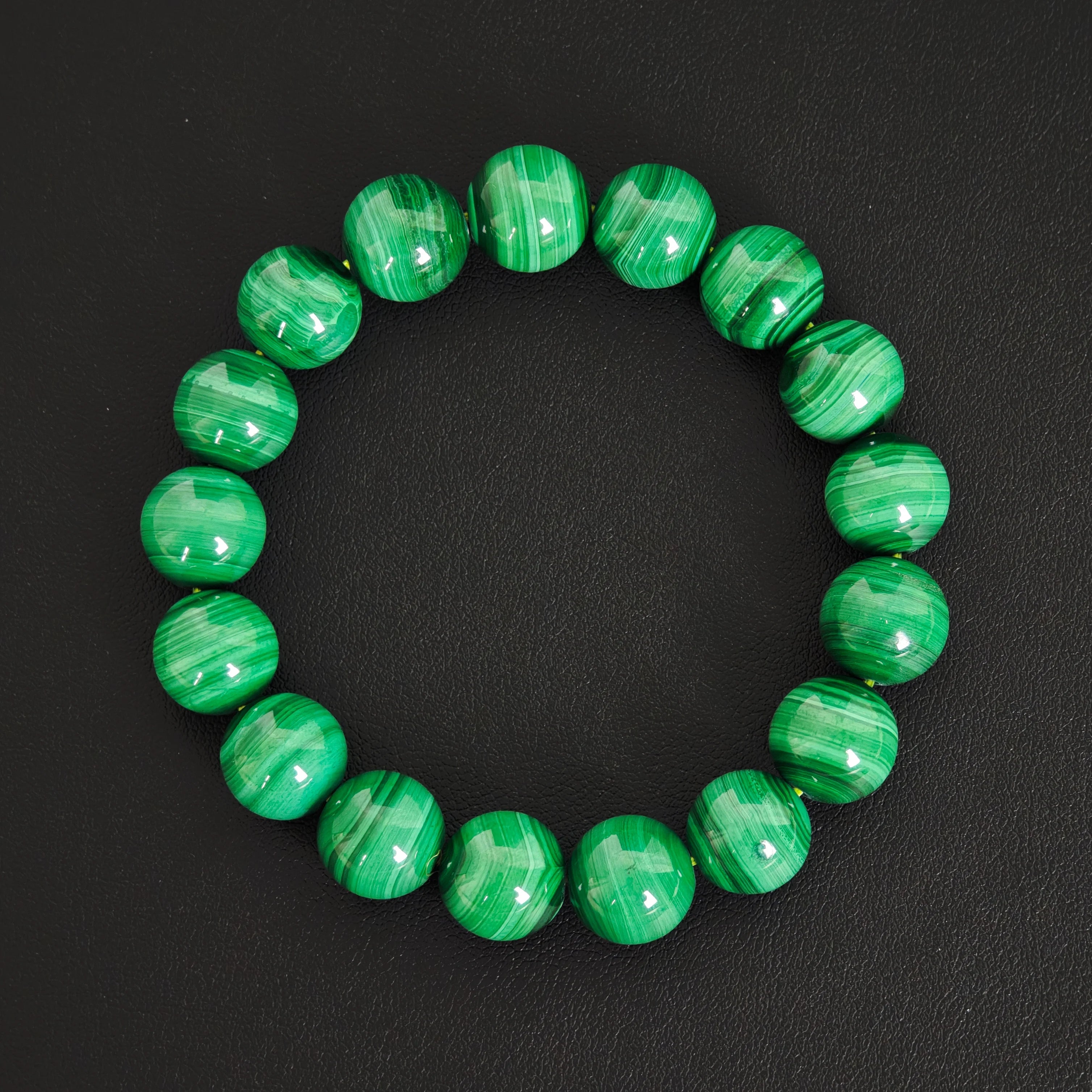 Natural Malachite Beaded Bracelet 6-12mm Multi-Size AAA Peacock Pattern Healing Stone -Unisex Jewelry